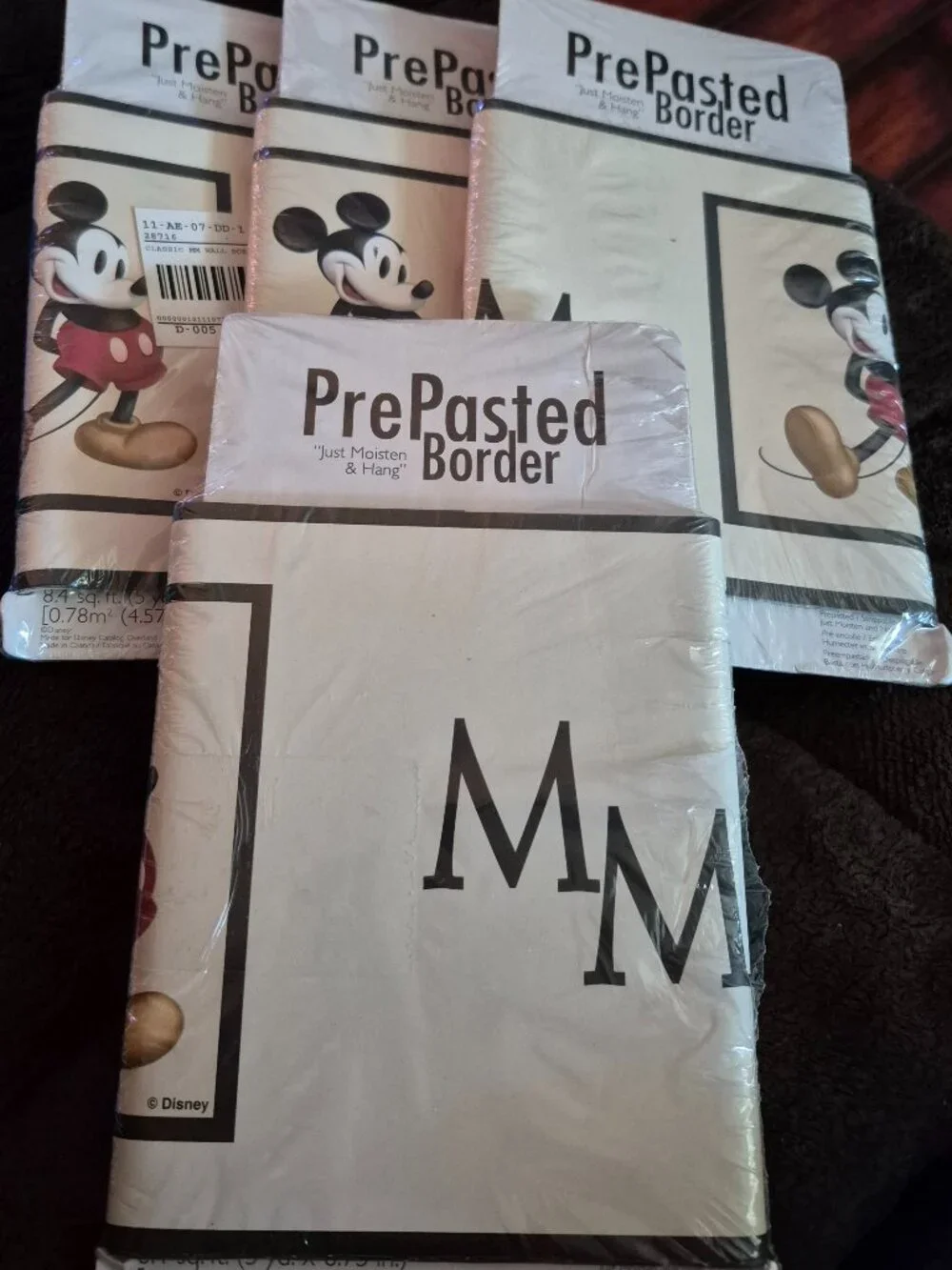 Lot of 4 Vintage Disney Mickey Mouse Pre-Pasted Wallpaper Border 20 yds NIP